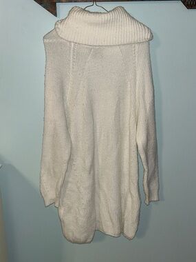 Dress Forum Ivory Ribbed Cowl Neck Knit Dress